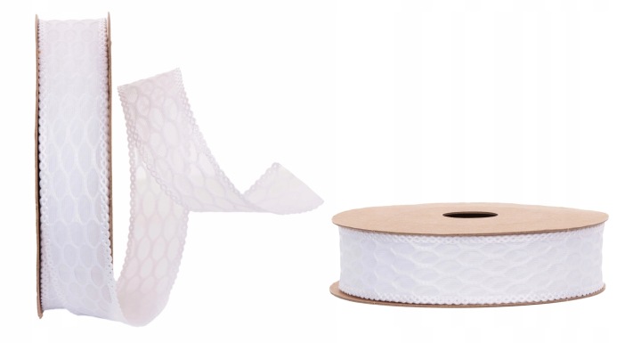Wstążka Szyfon Plaster Miodu 2,5 Cm X 10Y 9,14 M White Biała