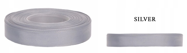 Ryps 2,5 Cm 22,8 M Silver Srebrna Tasiemka Rypsowa