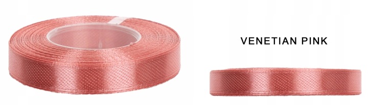 1 CM 32M VENETIAN PINK RÓŻOWA WSTĄŻKA TASIEMKA SATYNA ATŁAS