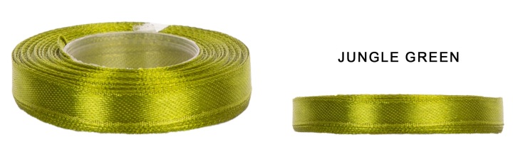 1 CM 32M JUNGLE GREEN ZIELONA WSTĄŻKA TASIEMKA SATYNA ATŁAS