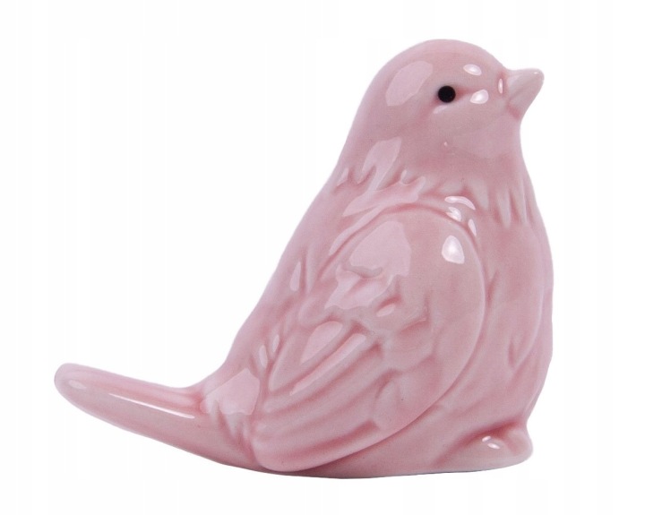 Ptaszek Ceramiczny 5Cm Różowy Szkliwiony Ozdoba