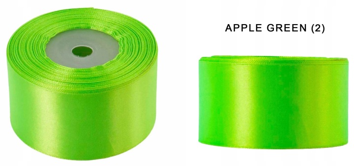 5 Cm 32M Apple Green Zielone Jabłuszko Wstążka Tasiemka Satyna Atłas