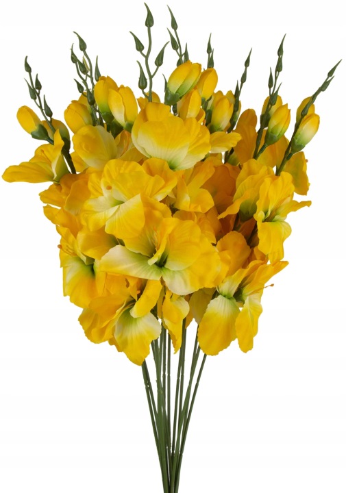 12X Mieczyk Gałązka Żółty Kwiaty Sztuczne 54 Cm