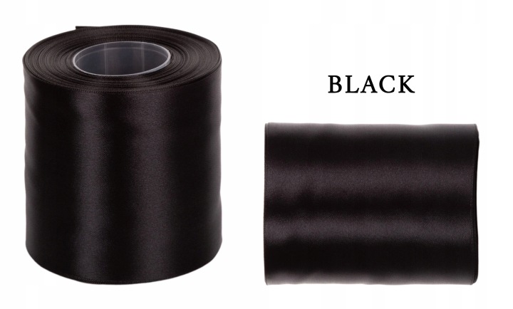 10 Cm 32M Black Czarna Wstążka Tasiemka Satyna Atłas