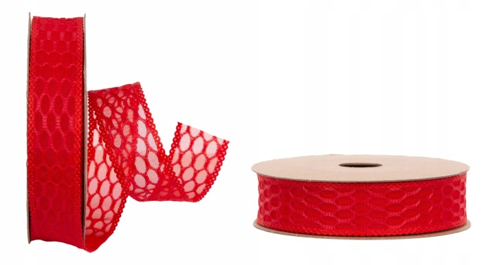 Wstążka Szyfon Plaster Miodu 2,5 Cm X 10Y 9,14 M Reg Czerwona