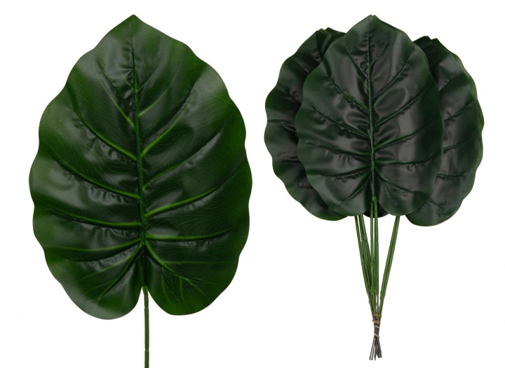 12X Liście Liść Ciemny Zielony Kwiaty Sztuczne 47 Cm