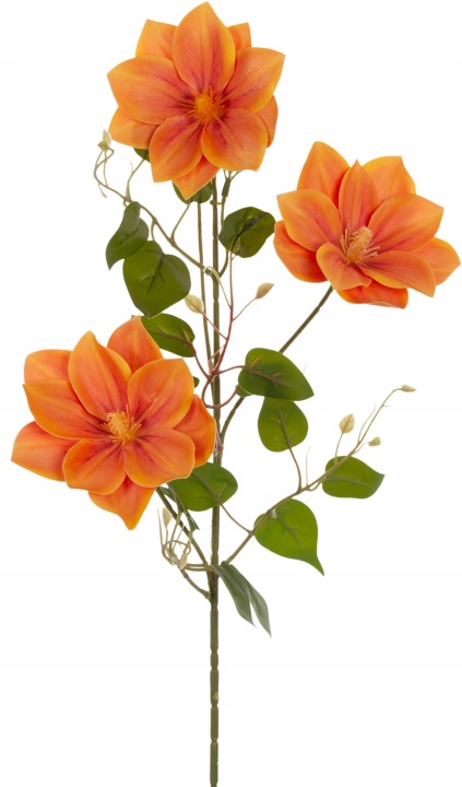 Klematis Orange Pomarańczowy Gałązka Kwiaty Sztuczne 77 Cm