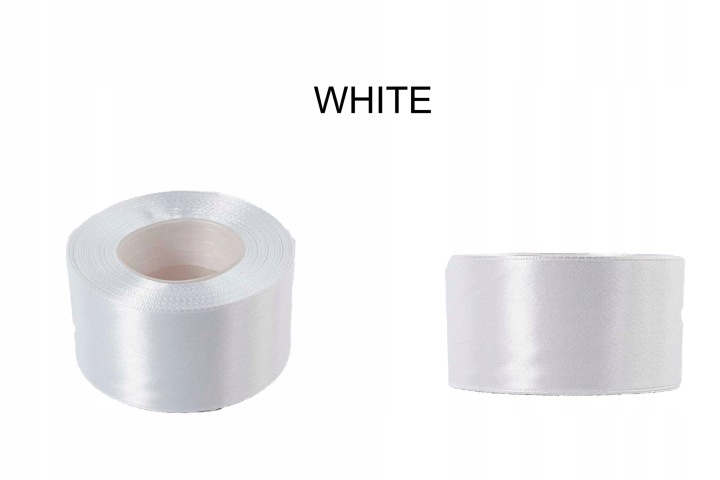3,8 Cm 32M White Biała Wstążka Tasiemka Satyna Atłas