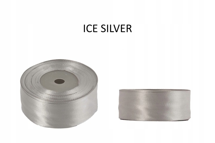 3,8 Cm 32M Ice Silver Srebrna Wstążka Tasiemka Satyna Atłas