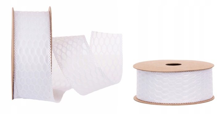Wstążka Szyfon Plaster Miodu 3,8 Cm X 10Y 9,14 M White Biała