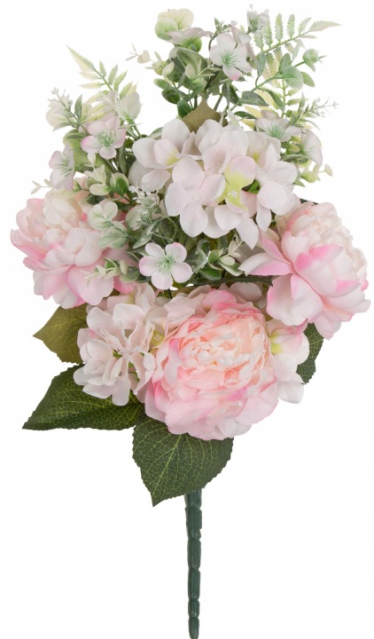 Peonia Hortensja Bukiet Mieszany Biały Róż 56 Cm