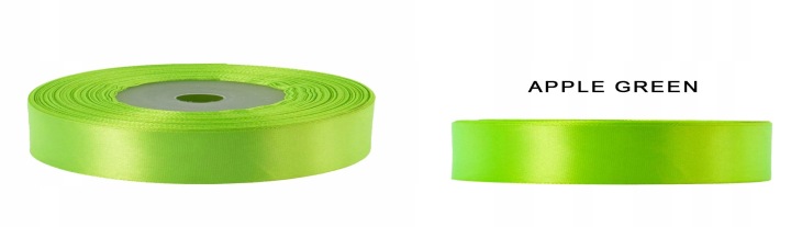 2,5 Cm 32M Apple Green Zielone Jabłuszko Wstążka Tasiemka Satyna Atłas