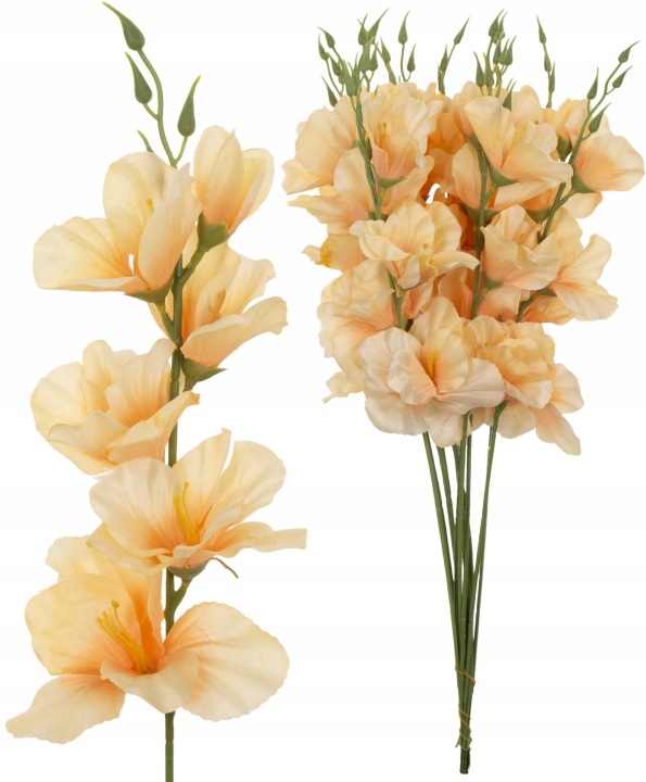 12X Mieczyk Gałązka Jasny Pomarańczowy Kwiaty Sztuczne 54 Cm