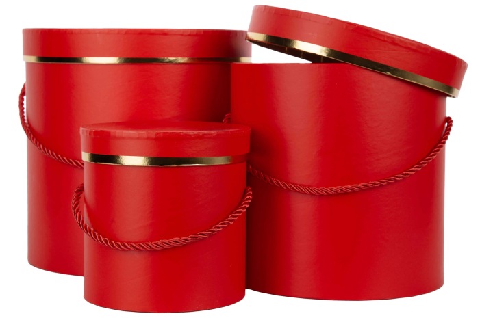 3X Flower Box Pudełko Na Kwiaty Prezent Red Gold Czerwony Złoty