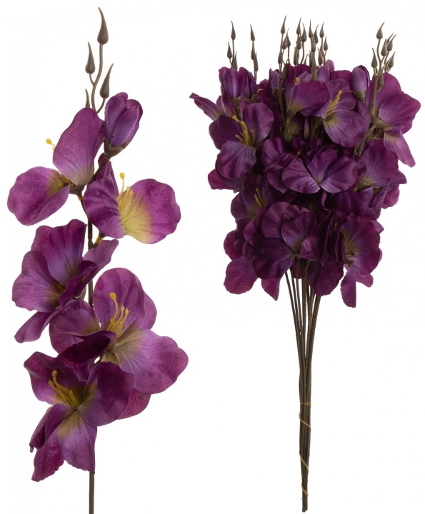 12X Mieczyk Gałązka Fiolet Jesienny Kwiaty Sztuczne 54 Cm