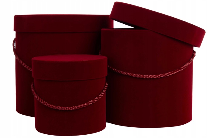 3X Flower Box Welur Pudełko Na Kwiaty Prezent Burgund