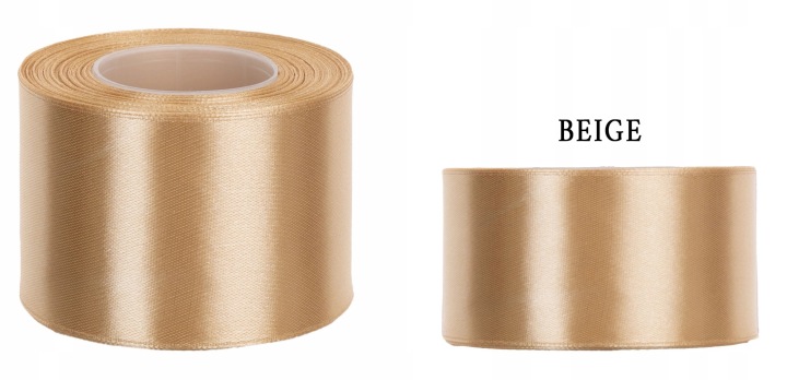 3,8 Cm 32M Beige Beżowa Wstążka Tasiemka Satyna Atłas