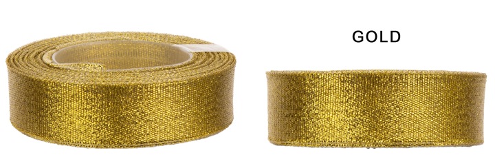 2,5 Cm 18,2 M Gold Złota Brokat Wstążka Tasiemka Satyna Atłas