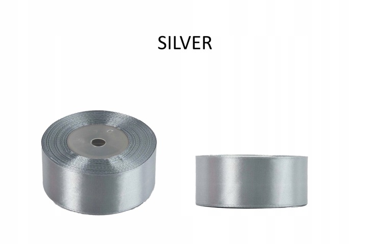 3,8 Cm 32M Silver Srebrna Wstążka Tasiemka Satyna Atłas