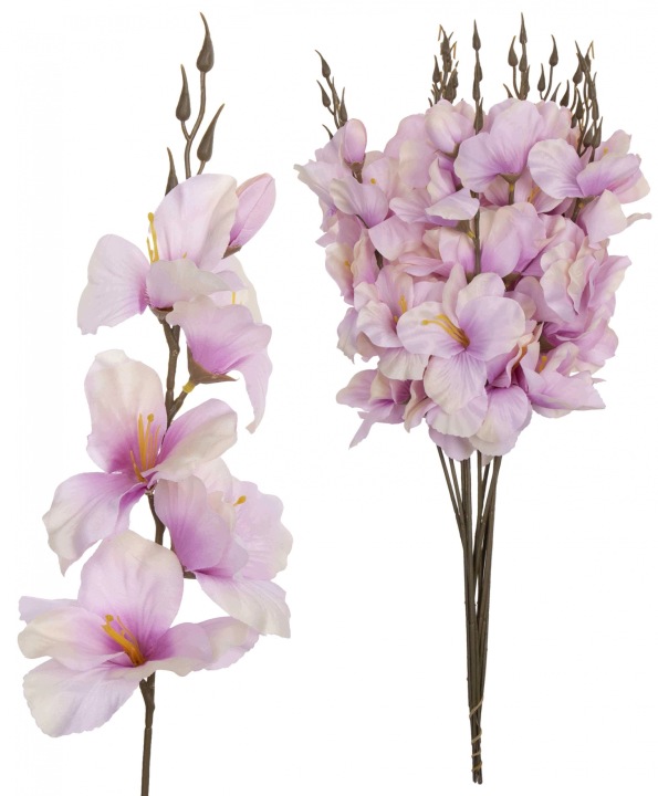 12X Mieczyk Jasny Wrzosowy Gałązka Kwiaty Sztuczne 54 Cm