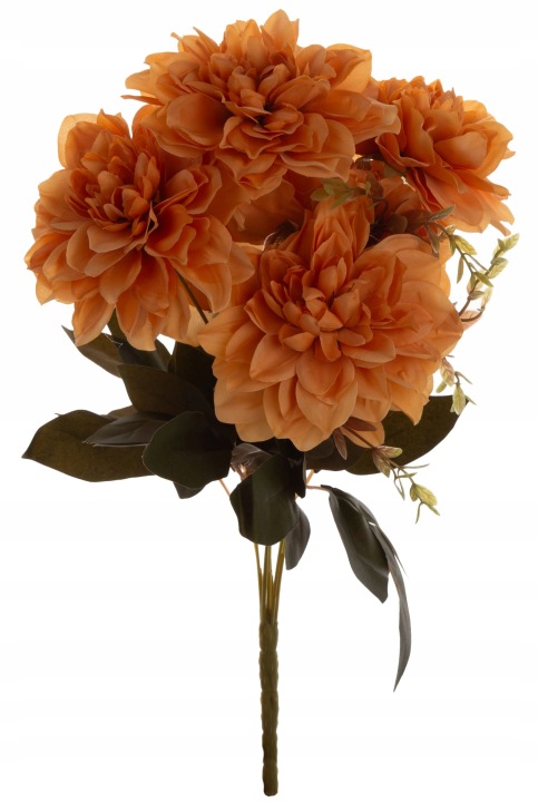 Dalia Pomarańczowa Jesienna Bukiet 7 Kwiatów 44 Cm