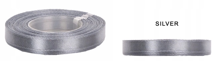 1 CM 32M SILVER SREBRNA WSTĄŻKA TASIEMKA SATYNA ATŁAS