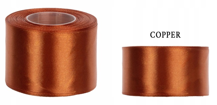 4 Cm 32M Copper Kolor Miedzi Wstążka Tasiemka Satyna Atłas