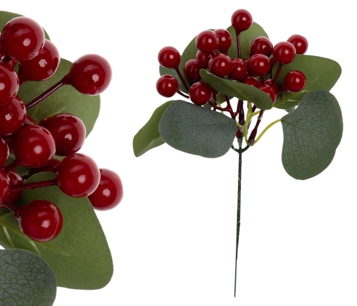 Jarzębina Czerwone Kulki Eukaliptus 22 Cm