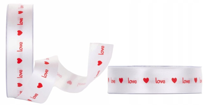 Wstążka Love Atłas Biała 25 Mm X 25 M