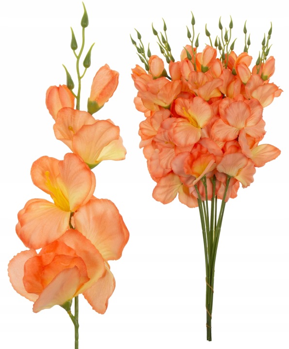12X Mieczyk Gałązka Łososiowy Kwiaty Sztuczne 54 Cm