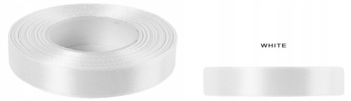 1,2 Cm 32M White Biała Wstążka Tasiemka Satyna Atłas