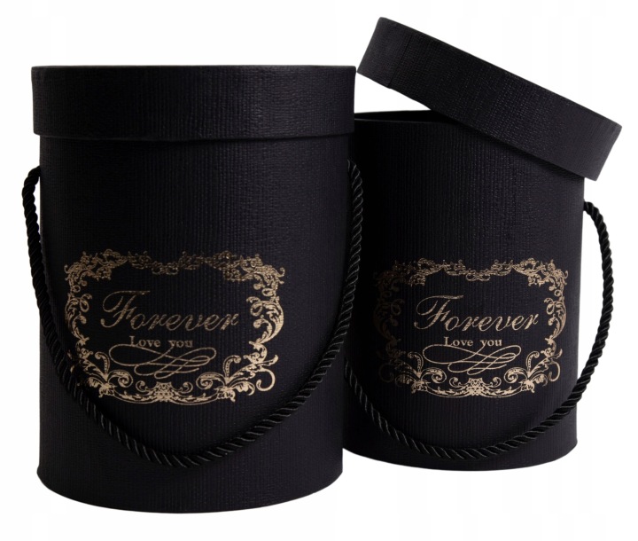 2X FLOWER BOX PUDEŁKO NA KWIATY PREZENT CZARNY