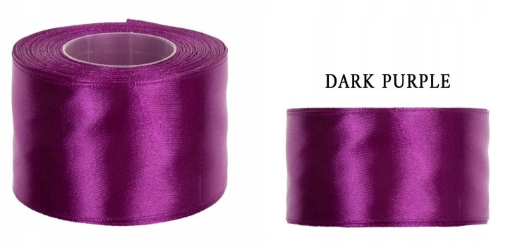 4 Cm 32M Dark Purple Ciemna Fioletowa Wstążka Tasiemka Satyna Atłas