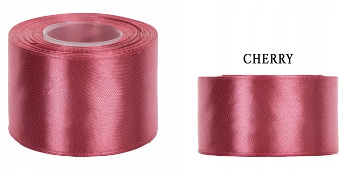 5 Cm 32M Cherry Wstążka Tasiemka Satyna Atłas
