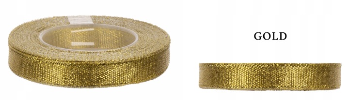 1,2 CM 18,2 M GOLD ZŁOTA BROKAT WSTĄŻKA TASIEMKA SATYNA ATŁAS