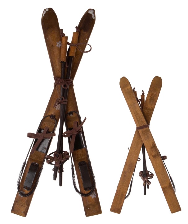 Narty Drewniane Ozdoba Zimowa 52 Cm