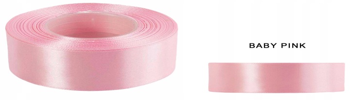 1,2 Cm 32M Baby Pink Jasny Róż Wstążka Tasiemka Satyna Atłas