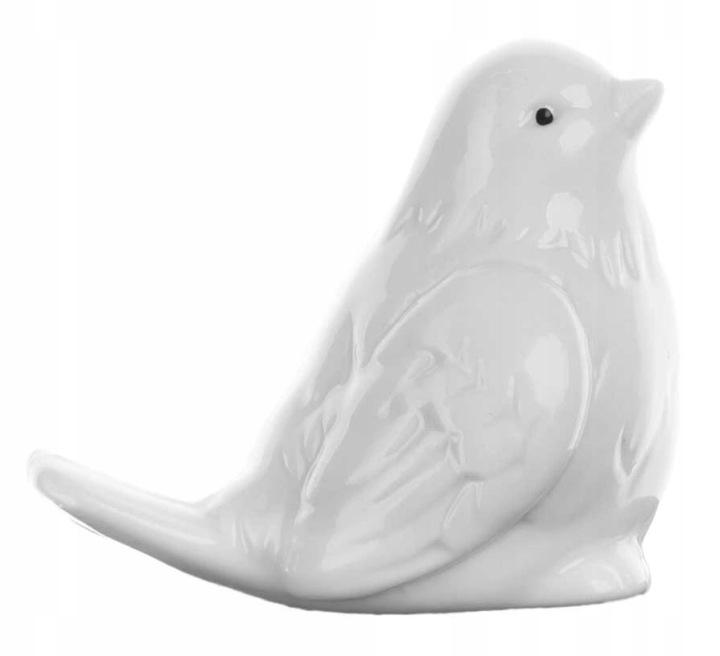 Ptaszek Ceramiczny Biały Szkliwiony Ozdoba
