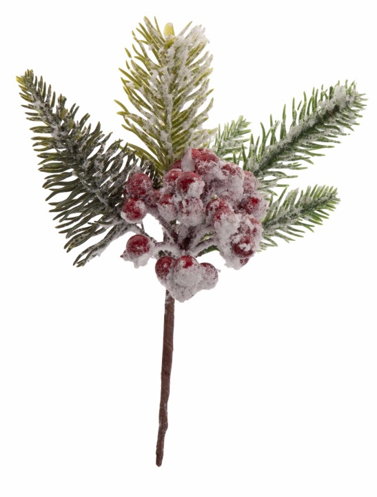 Jarzębina Czerwone Kulki Świerk 18 Cm Stroik Ośnieżony