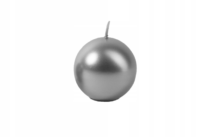 Świeca kula srebrna metaliczna 8 cm