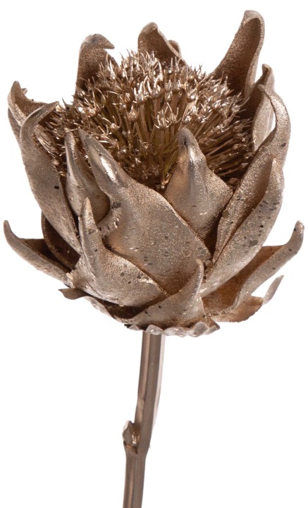 Protea Karczoch Jasny Złoty Pianka Gałązka Kwiaty Sztuczne 54 Cm