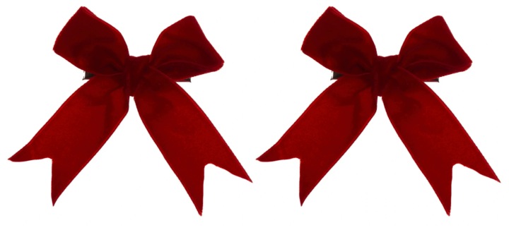 2X Kokardka Czerwona Welur Klips