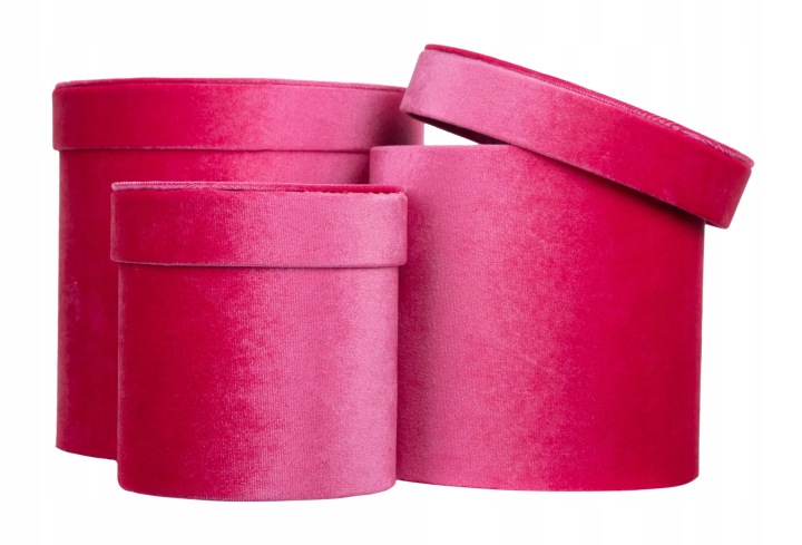 3X Flower Box Amarant Welur Pudełko Na Kwiaty