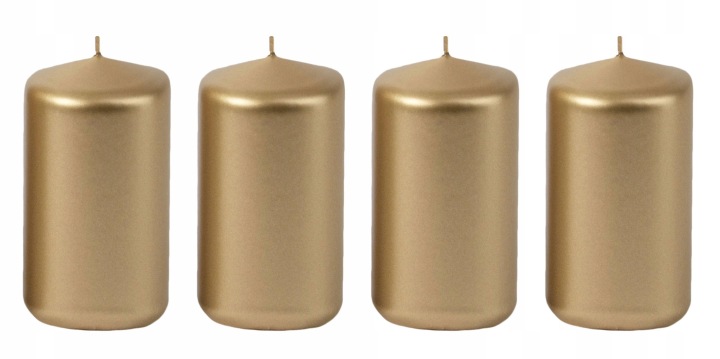 4X ŚWIECA ZŁOTA WALEC 40 X 80 MM