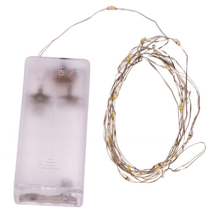 Lampki Na Druciku 20 Led 2 M Zimne Na Baterie