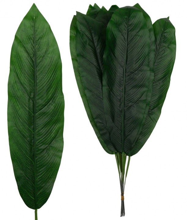 12X Liść Liście Banan Ciemny Zielony 60 Cm Kwiaty Sztuczne