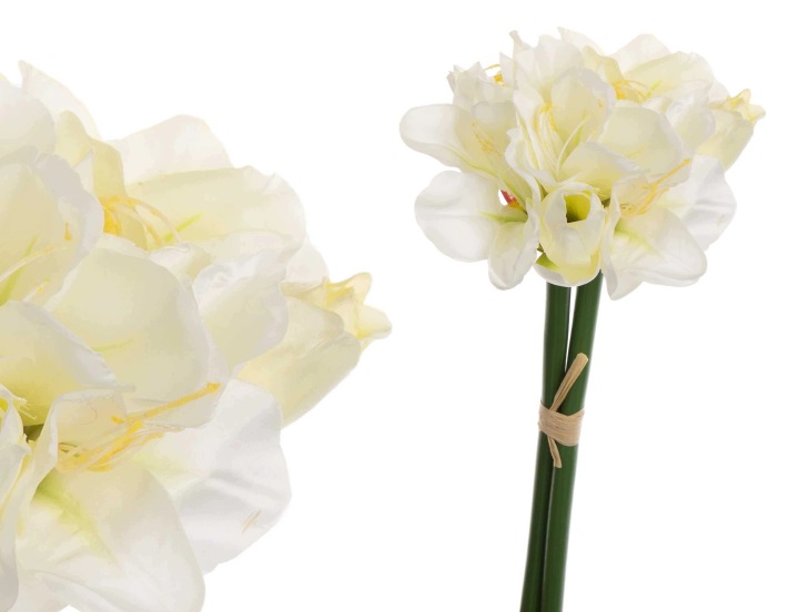 2X Amarylis Biały 45 Cm Kwiaty Sztuczne