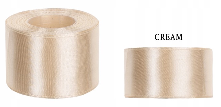 5 CM 32M CREAM KREMOWA WSTĄŻKA TASIEMKA SATYNA ATŁAS
