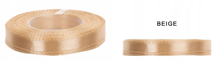 1,2 Cm 32M Beige Beżowa Wstążka Tasiemka Satyna Atłas
