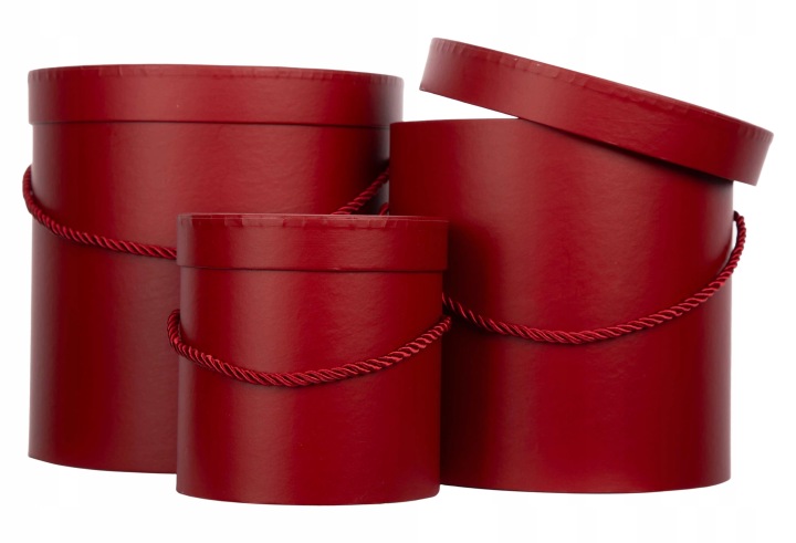 3X Flower Box Pudełko Na Kwiaty Prezent Burgundy